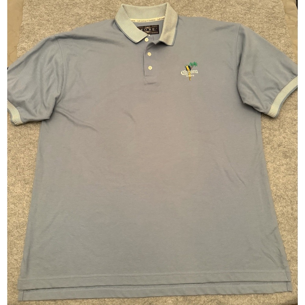 Vintage Fore Golfwear Corona Extra Polo Shirt Light Blue Made in USA Size XL